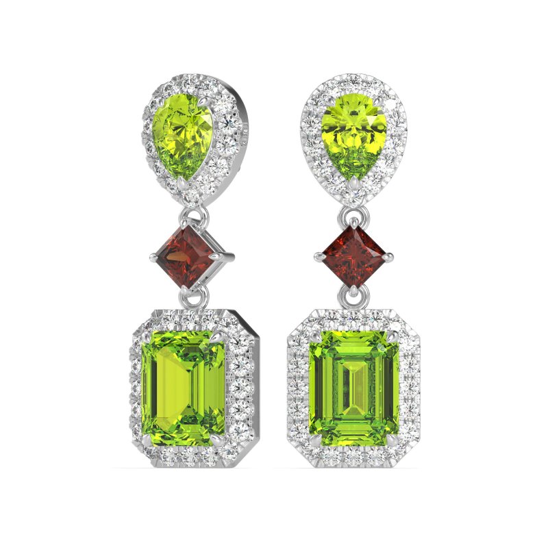 Multi Shape Halo Antique Dangle Earrings