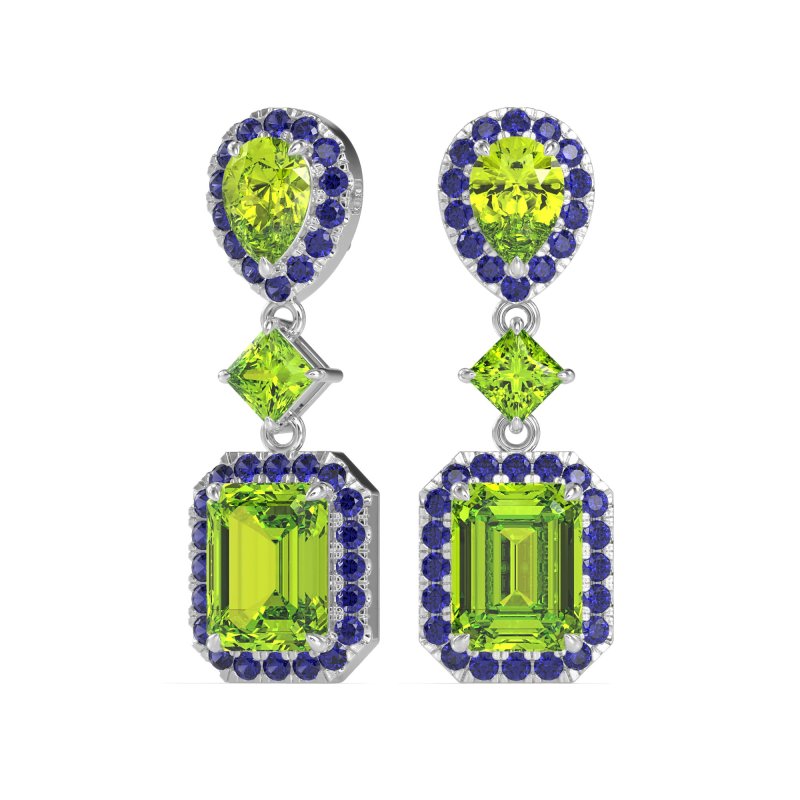 Multi Shape Halo Antique Dangle Earrings