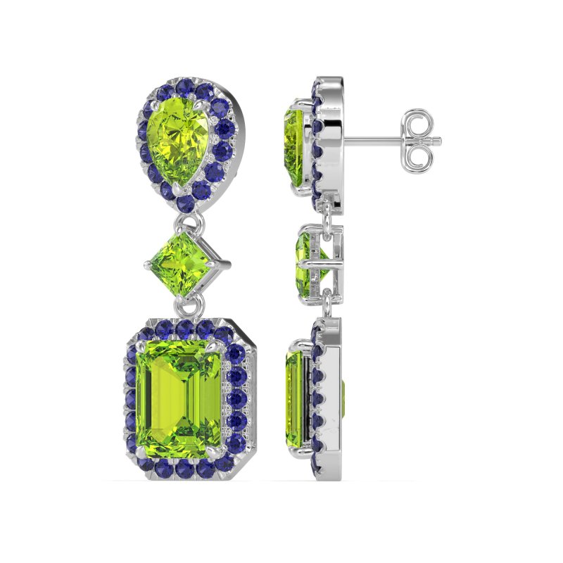 Multi Shape Halo Antique Dangle Earrings