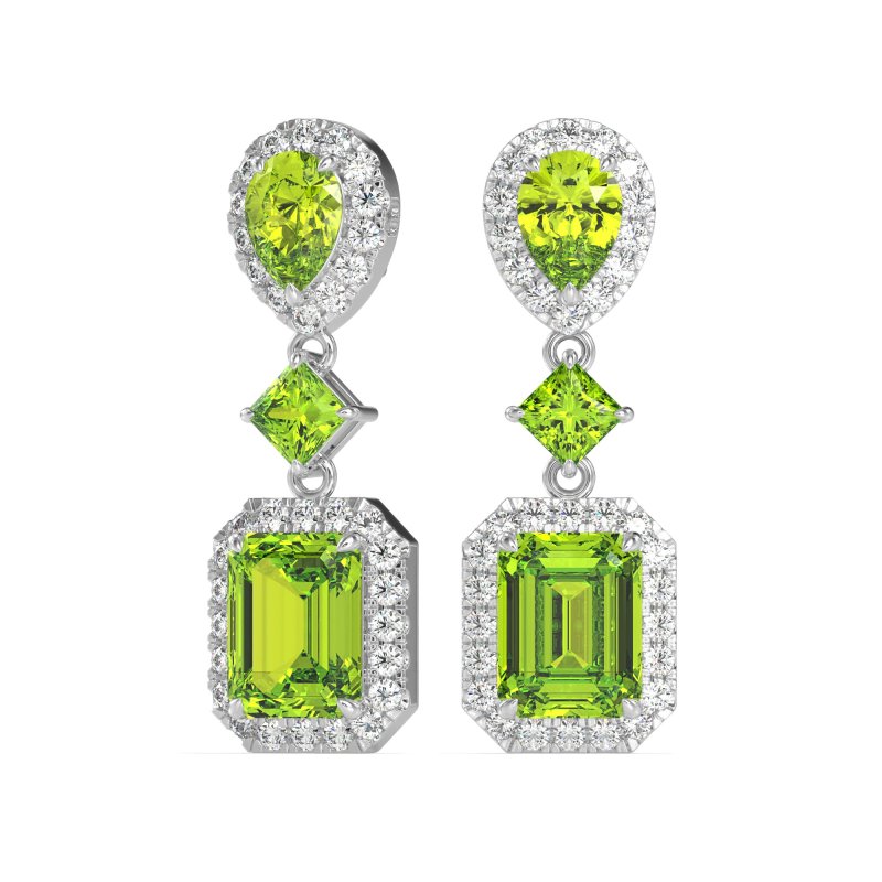Multi Shape Halo Antique Dangle Earrings