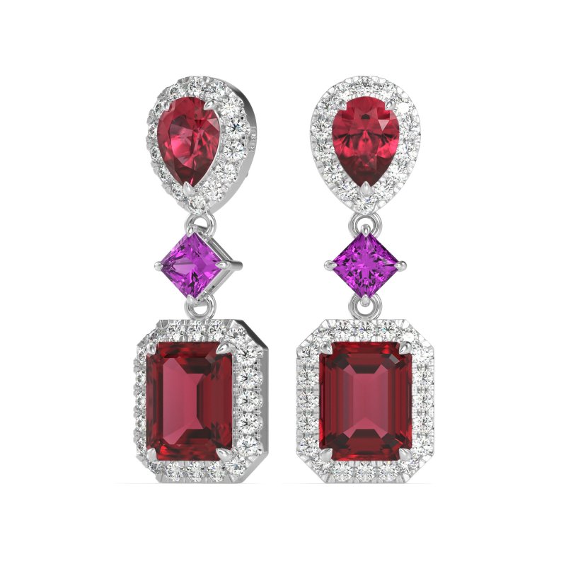 Multi Shape Halo Antique Dangle Earrings