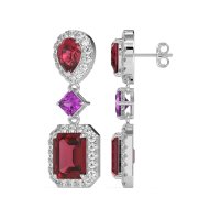 Multi Shape Halo Antique Dangle Earrings