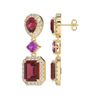 Multi Shape Halo Antique Dangle Earrings