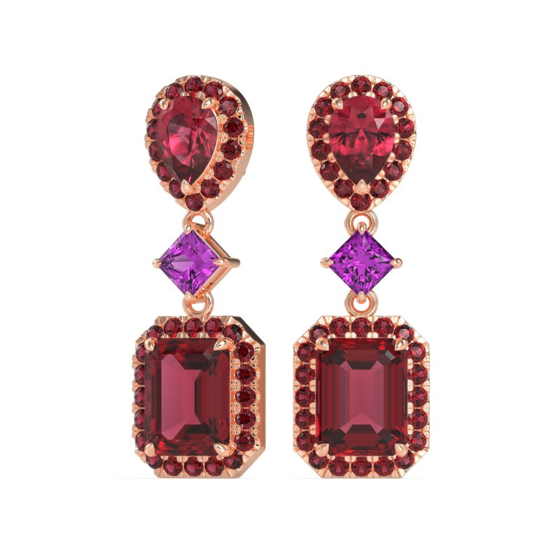 Multi Shape Halo Antique Dangle Earrings