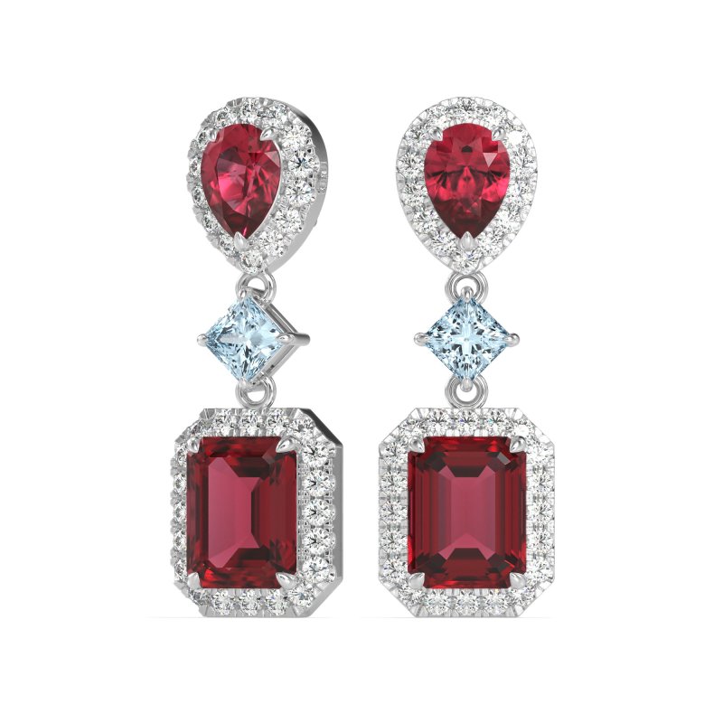 Multi Shape Halo Antique Dangle Earrings