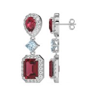Multi Shape Halo Antique Dangle Earrings