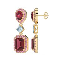 Multi Shape Halo Antique Dangle Earrings