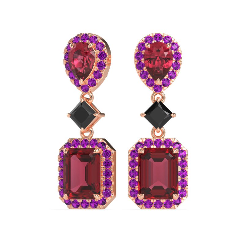 Multi Shape Halo Antique Dangle Earrings