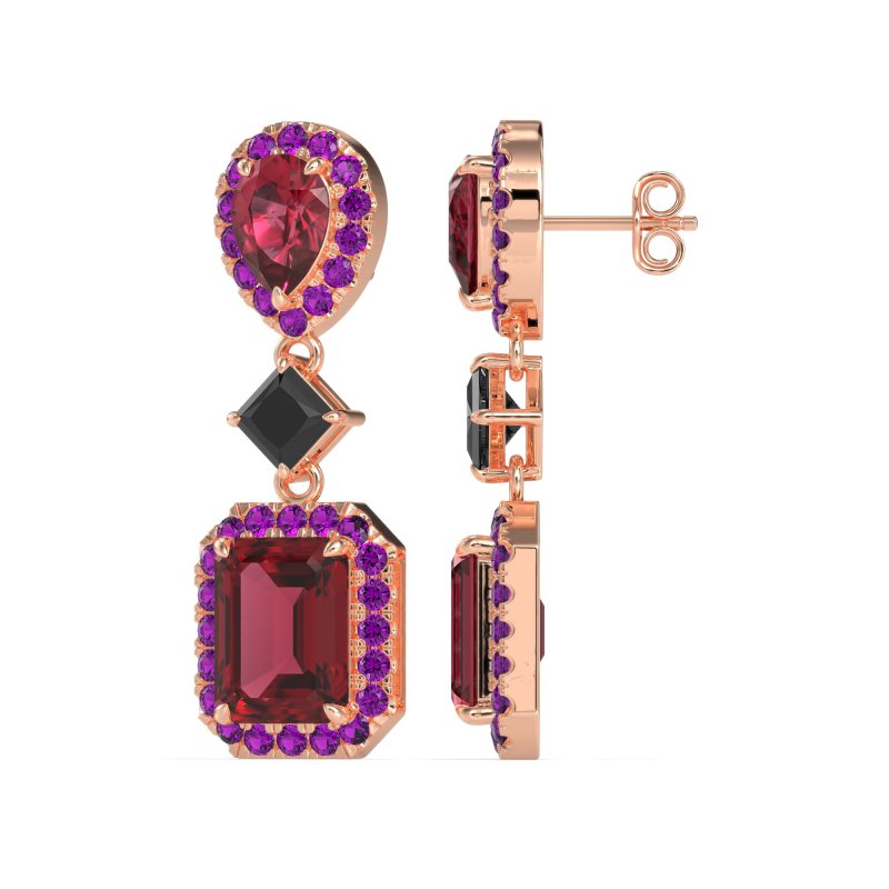 Multi Shape Halo Antique Dangle Earrings