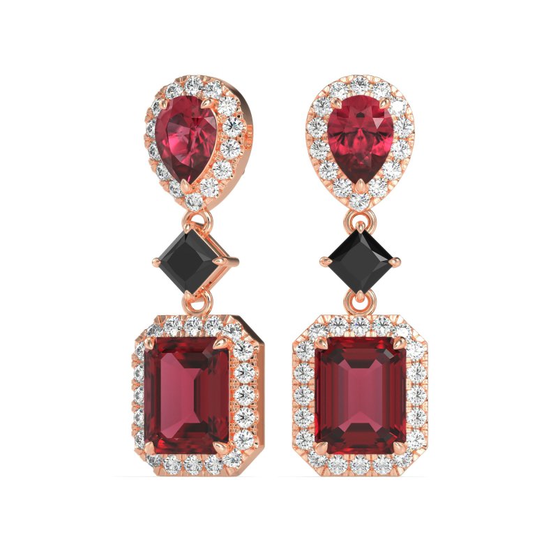 Multi Shape Halo Antique Dangle Earrings