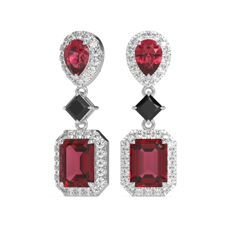 Multi Shape Halo Antique Dangle Earrings