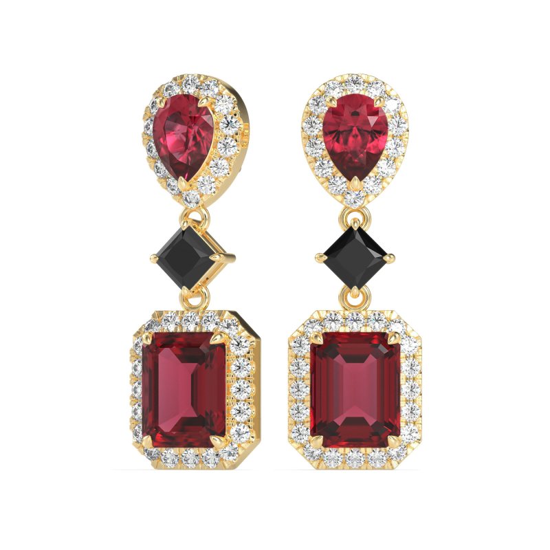 Multi Shape Halo Antique Dangle Earrings