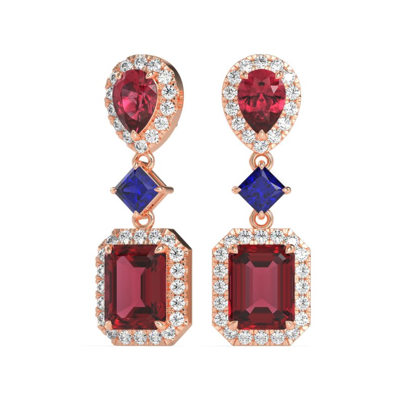 Multi Shape Halo Antique Dangle Earrings