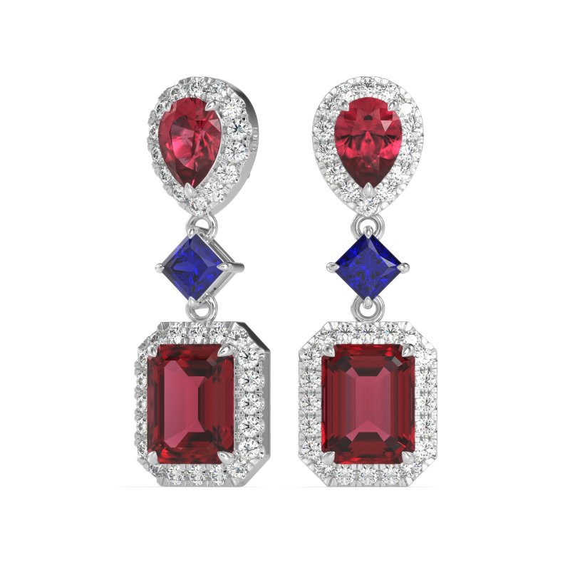 Multi Shape Halo Antique Dangle Earrings