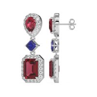 Multi Shape Halo Antique Dangle Earrings