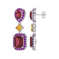 Multi Shape Halo Antique Dangle Earrings