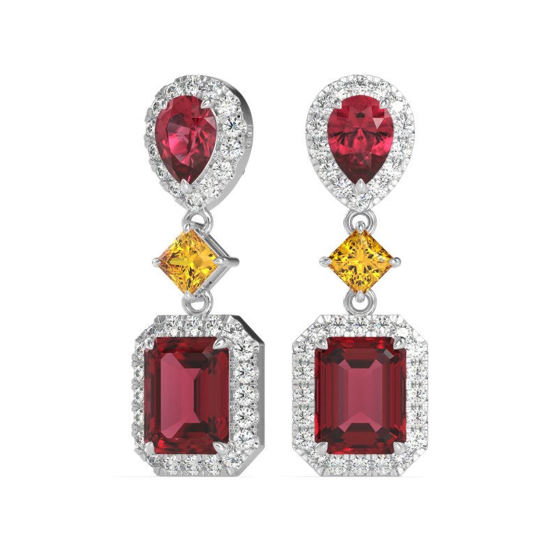 Multi Shape Halo Antique Dangle Earrings