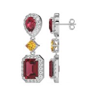 Multi Shape Halo Antique Dangle Earrings