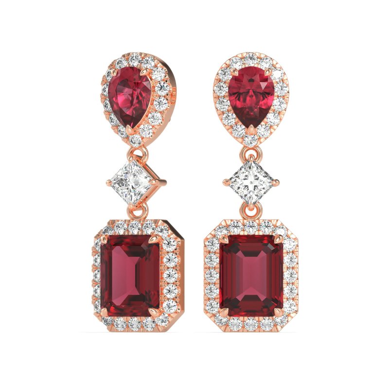 Multi Shape Halo Antique Dangle Earrings