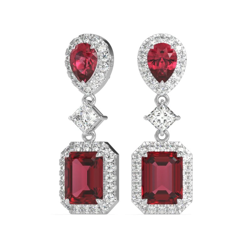 Multi Shape Halo Antique Dangle Earrings