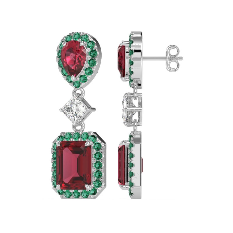 Multi Shape Halo Antique Dangle Earrings