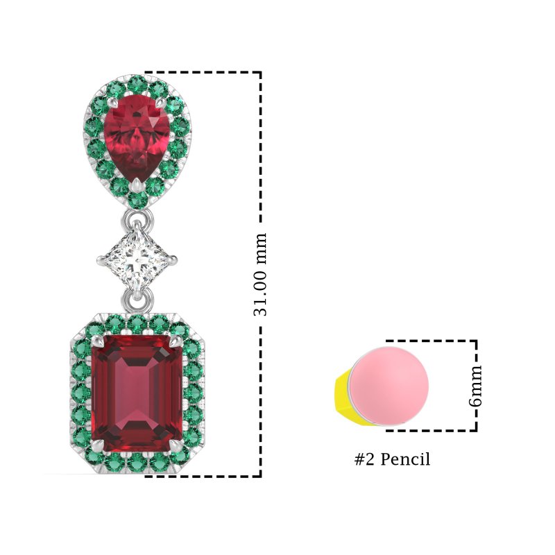 Multi Shape Halo Antique Dangle Earrings