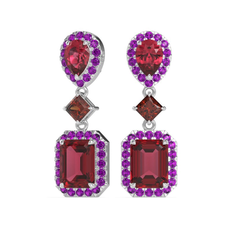 Multi Shape Halo Antique Dangle Earrings