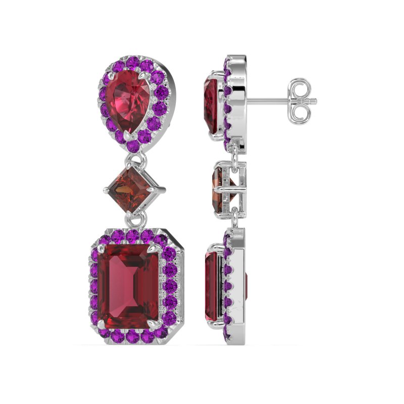 Multi Shape Halo Antique Dangle Earrings