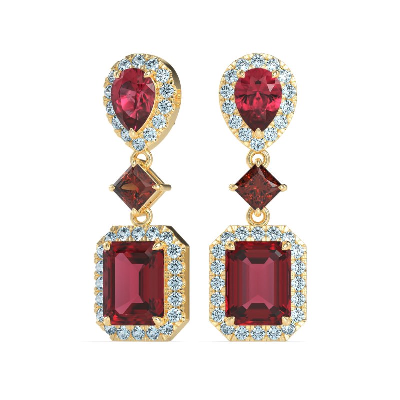 Multi Shape Halo Antique Dangle Earrings