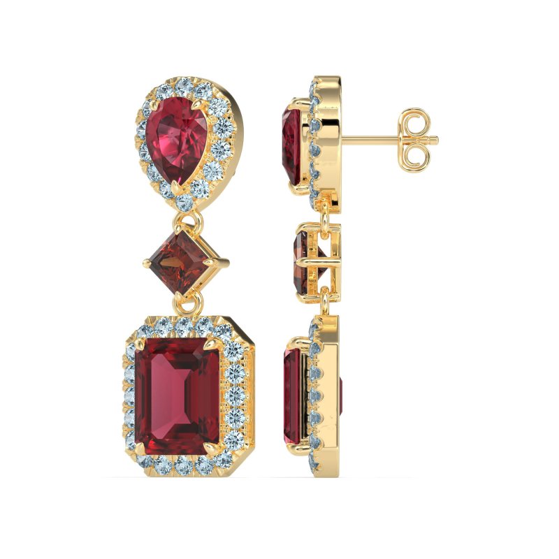 Multi Shape Halo Antique Dangle Earrings