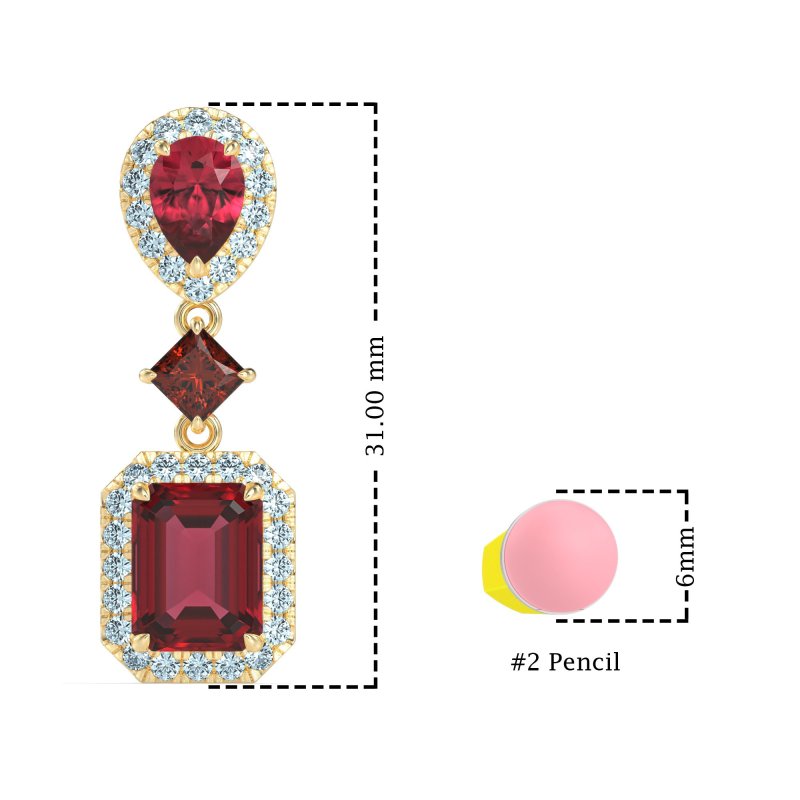 Multi Shape Halo Antique Dangle Earrings