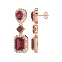 Multi Shape Halo Antique Dangle Earrings