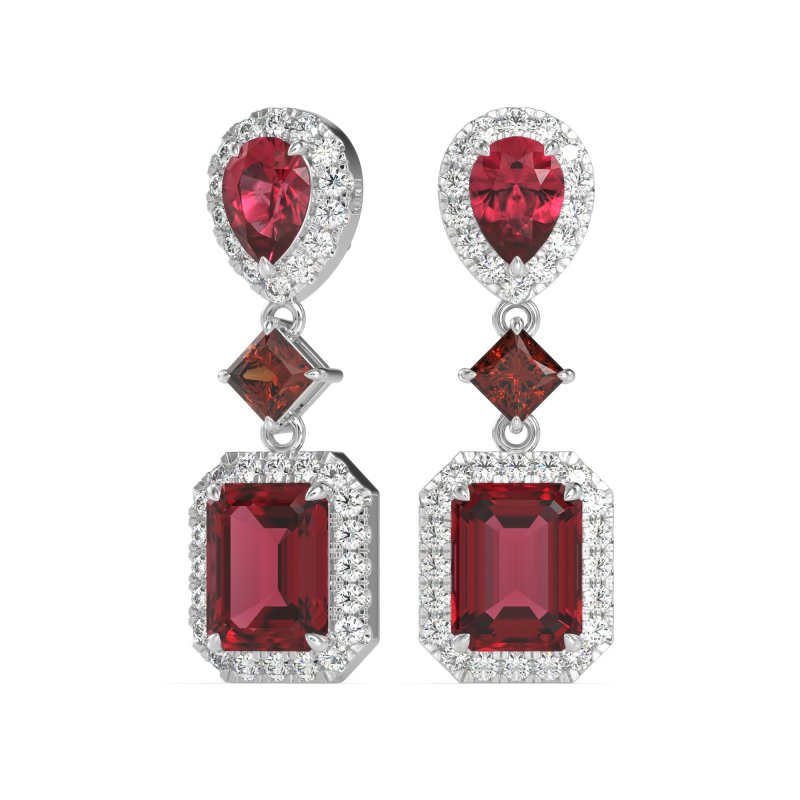 Multi Shape Halo Antique Dangle Earrings