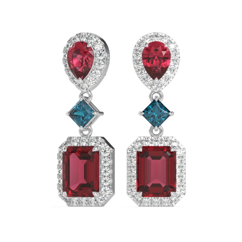 Multi Shape Halo Antique Dangle Earrings