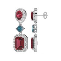 Multi Shape Halo Antique Dangle Earrings
