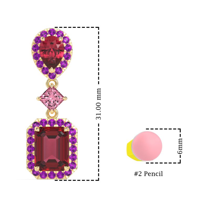 Multi Shape Halo Antique Dangle Earrings