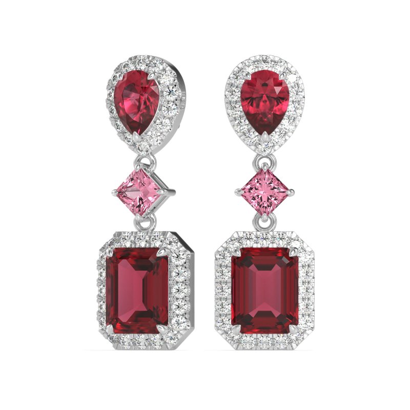 Multi Shape Halo Antique Dangle Earrings