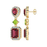 Multi Shape Halo Antique Dangle Earrings