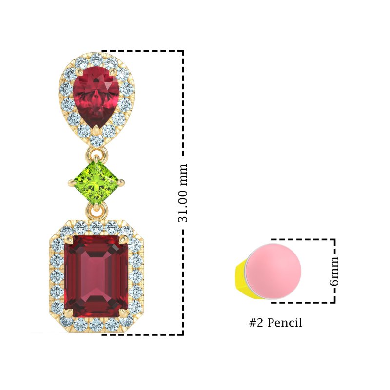 Multi Shape Halo Antique Dangle Earrings