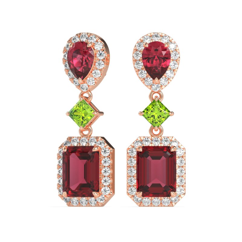 Multi Shape Halo Antique Dangle Earrings