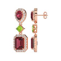 Multi Shape Halo Antique Dangle Earrings