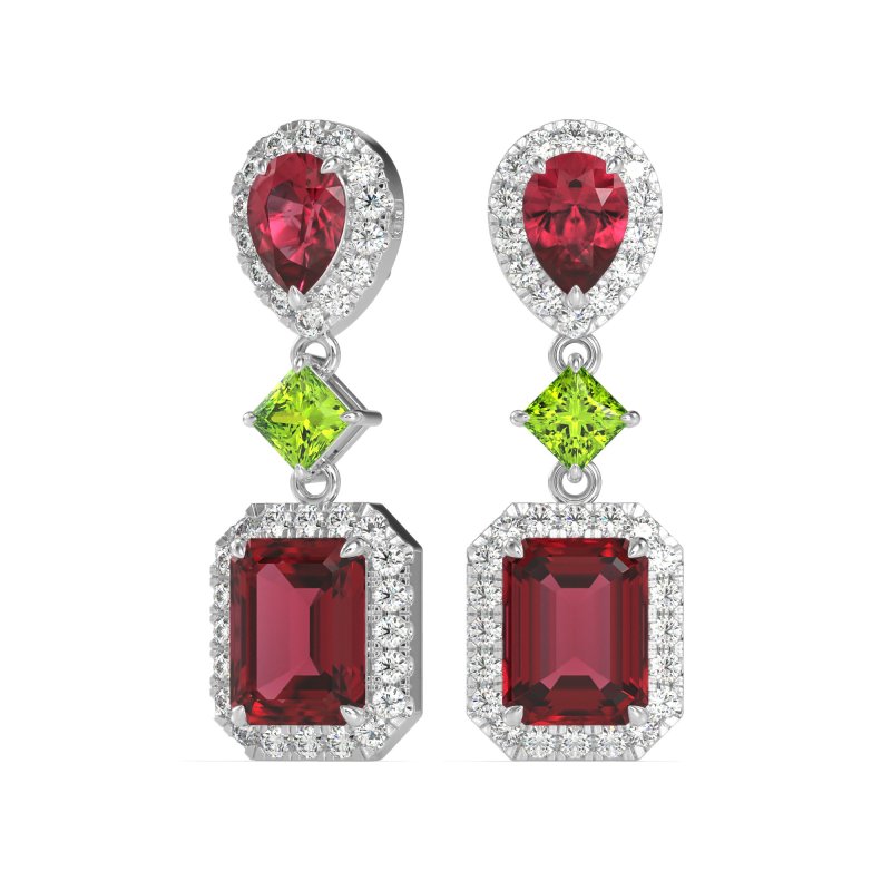 Multi Shape Halo Antique Dangle Earrings