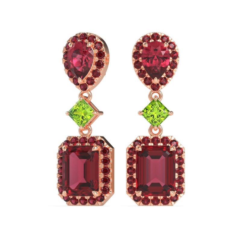 Multi Shape Halo Antique Dangle Earrings