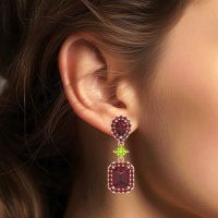 Multi Shape Halo Antique Dangle Earrings