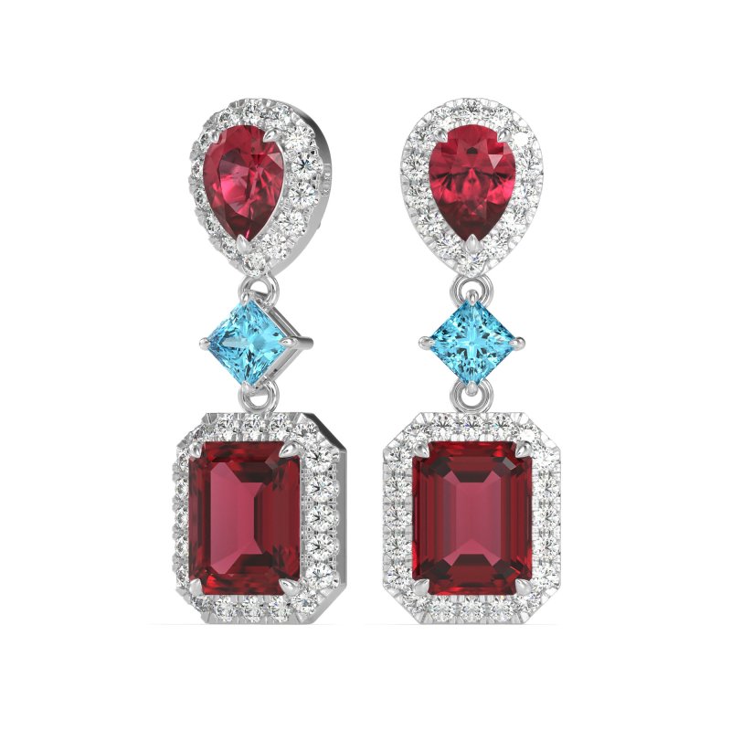 Multi Shape Halo Antique Dangle Earrings