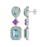 Multi Shape Halo Antique Dangle Earrings