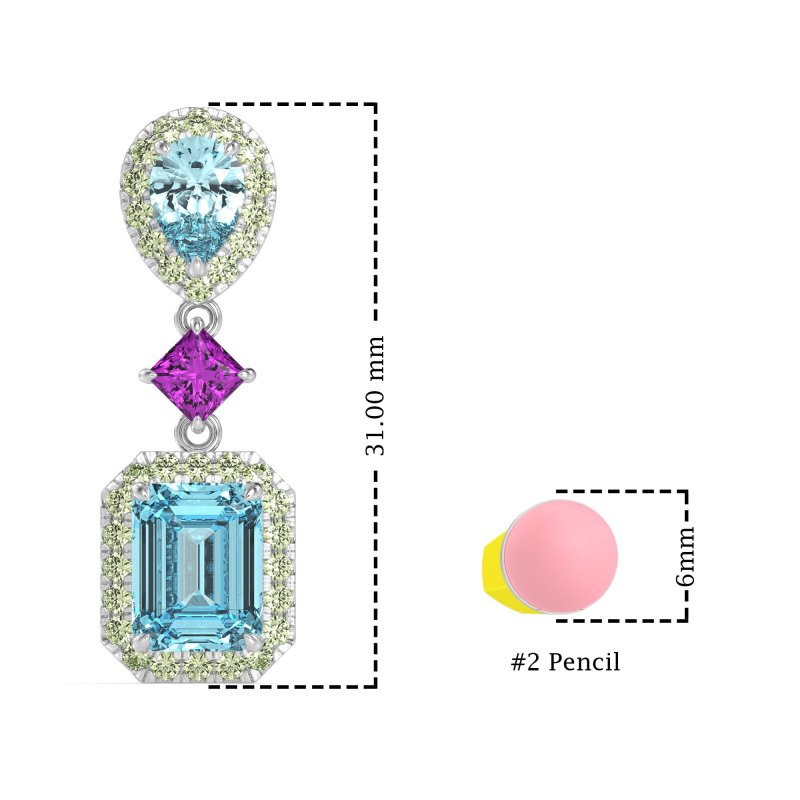 Multi Shape Halo Antique Dangle Earrings