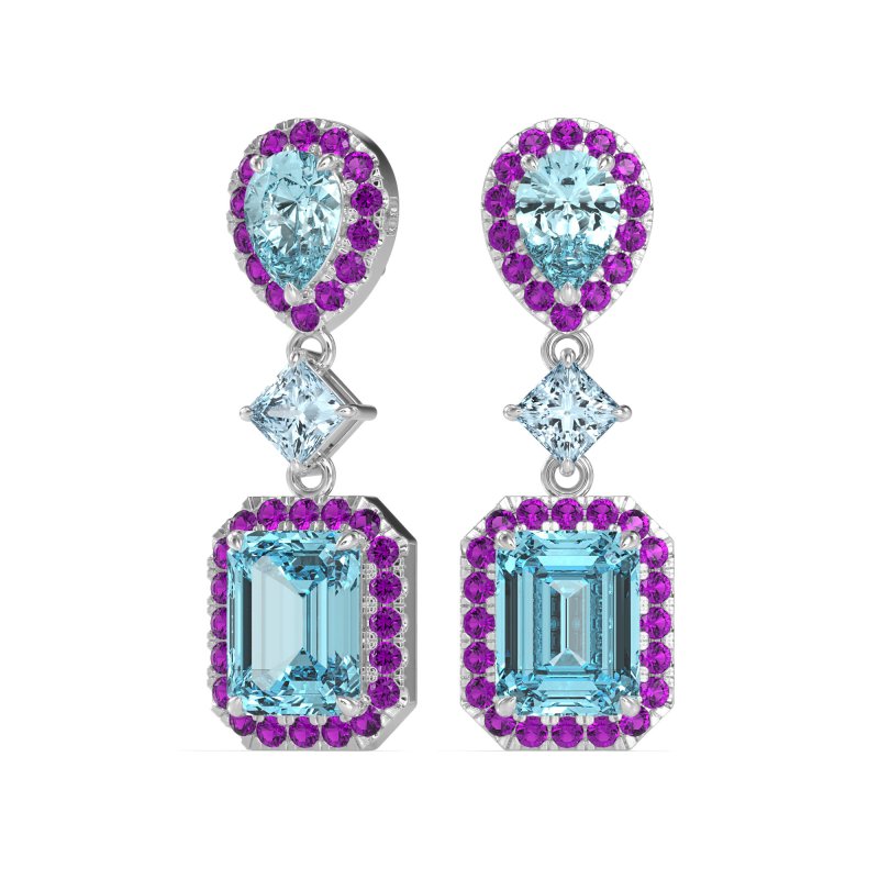 Multi Shape Halo Antique Dangle Earrings