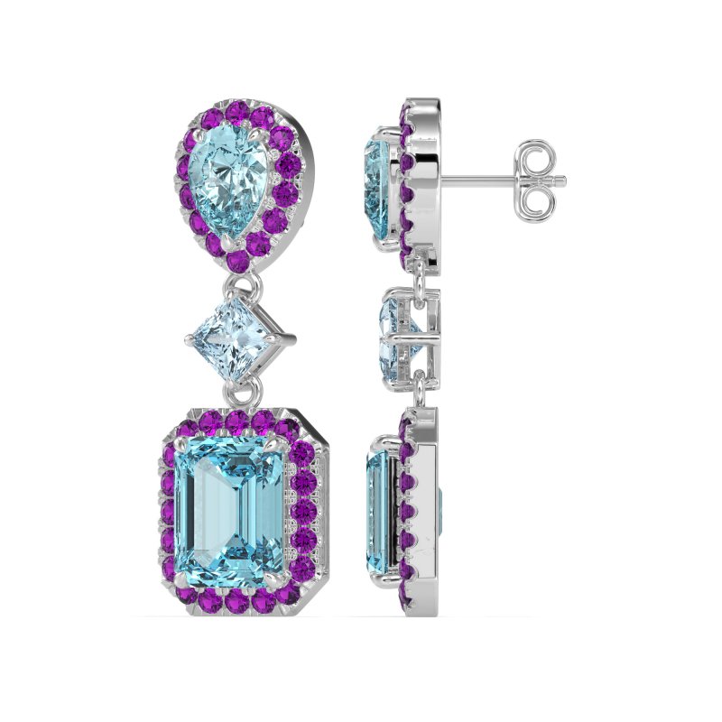 Multi Shape Halo Antique Dangle Earrings