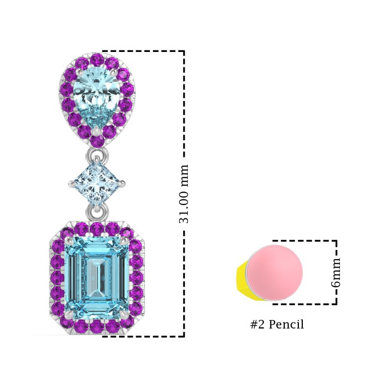 Multi Shape Halo Antique Dangle Earrings